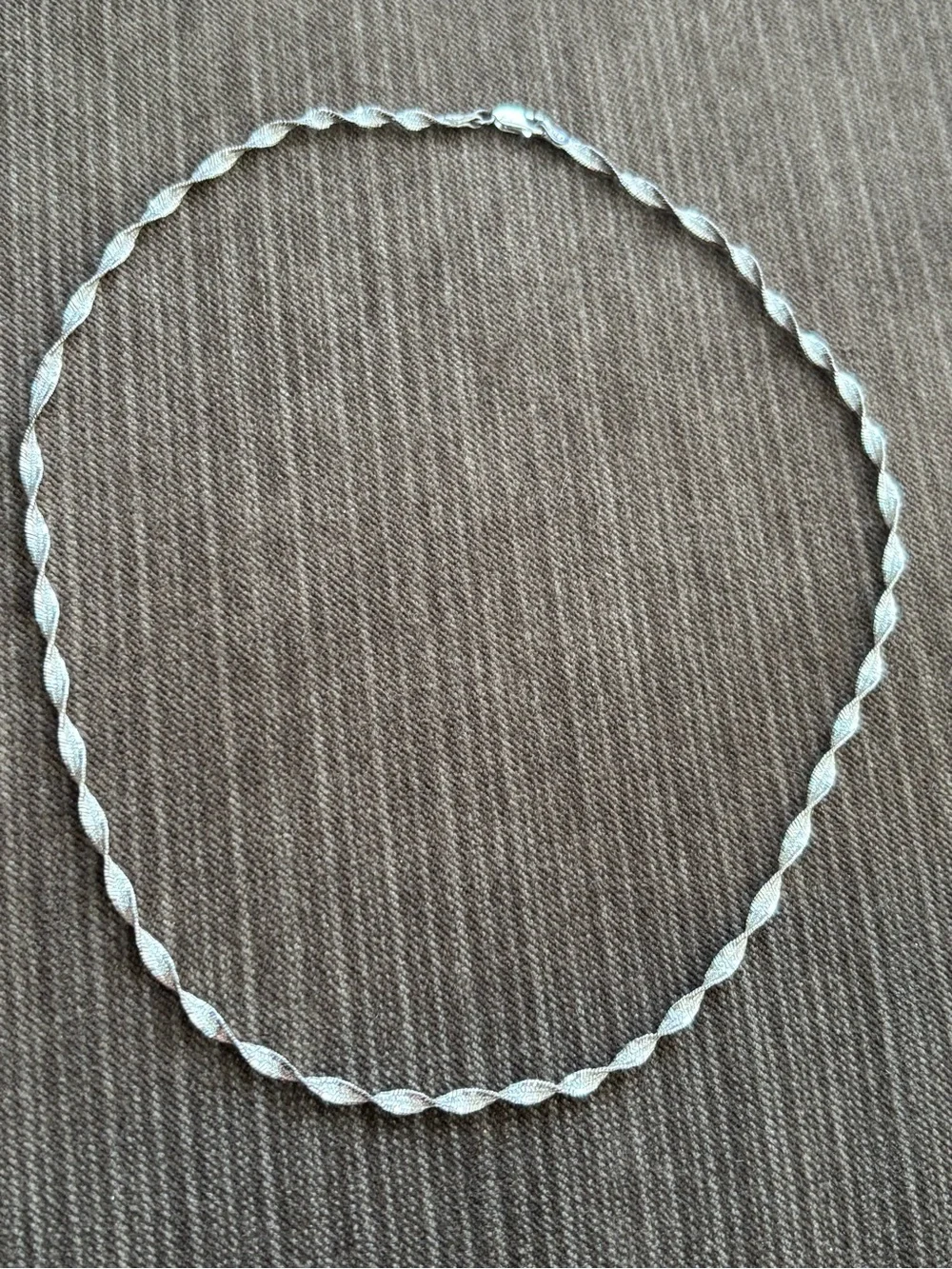 .925 Sterling Silver Twisted Herringbone Link Necklace - Men’s